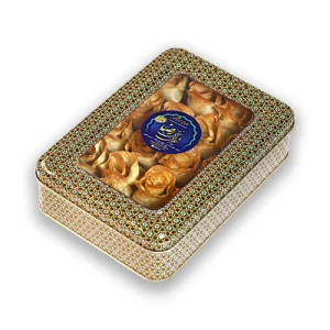 باقلوا گل قزوین، ظرف فلزی با طرح خاتم‌کاری